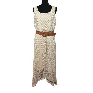 *NEW* AUW Cream Crochet Boho Dress with Belt SZ 8